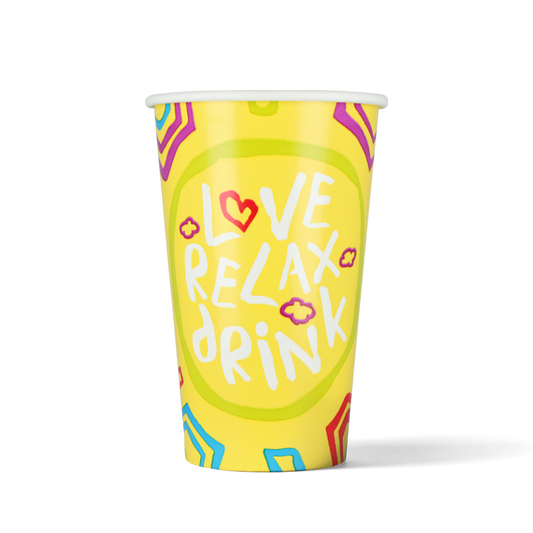 Milchshake Becher Love, Relax, Drink 450cc/16oz - ab 500 Stück