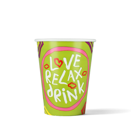 Milchshake Becher Love, Relax, Drink 360cc/12oz - ab 500 Stück