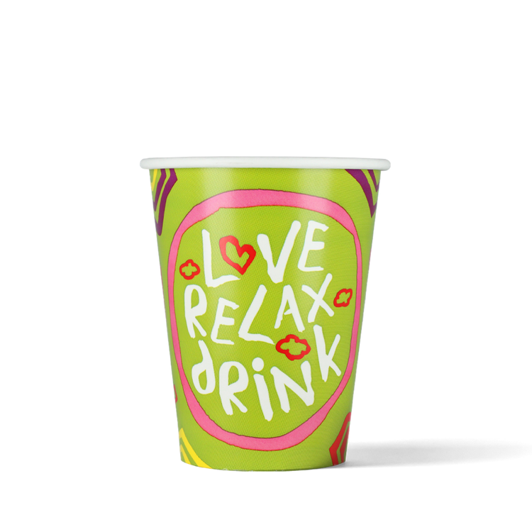 Milchshake Becher Love, Relax, Drink 360cc/12oz - ab 500 Stück