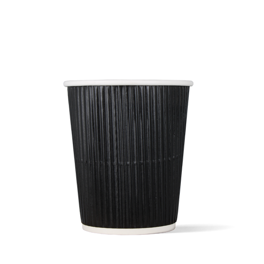 Cappuccino-Becher Schwarz - Doppelwandig Riffel - 230cc/8oz - ab 500 Stück