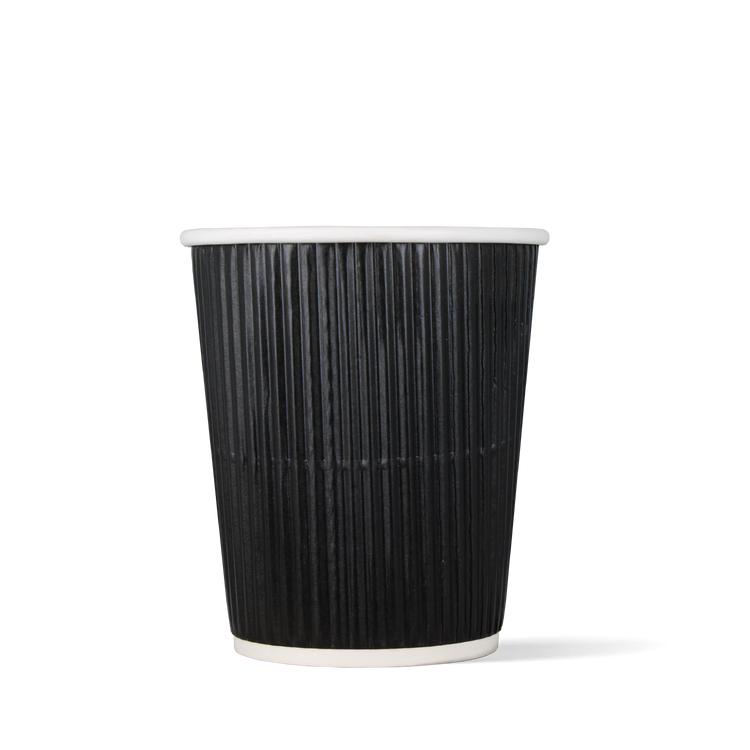 Cappuccino-Becher Schwarz - Doppelwandig Riffel - 230cc/8oz - ab 500 Stück
