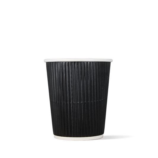 Kaffeebecher Schwarz - Doppelwandig riffel - 177cc/7oz - ab 500 Stück