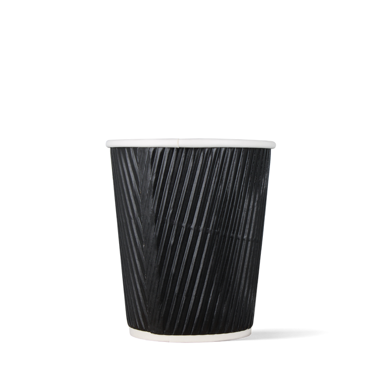 Kaffeebecher Schwarz - Doppelwandig riffel - 177cc/7oz - ab 500 Stück