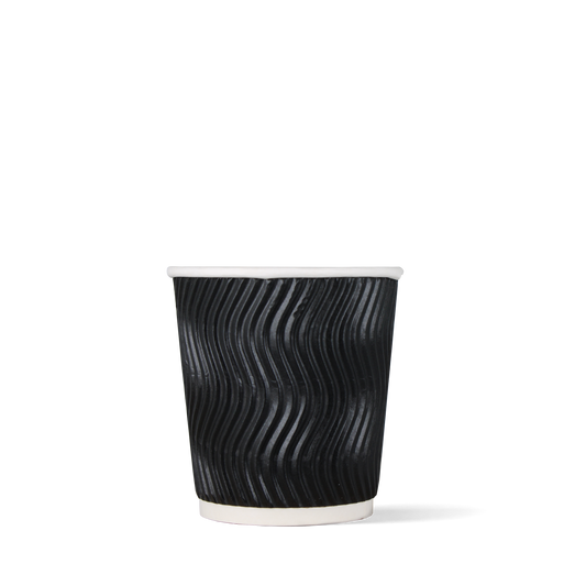 Espresso-Becher Schwarz - doppelwandig Riffel 120cc/4oz - ab 500 Stück