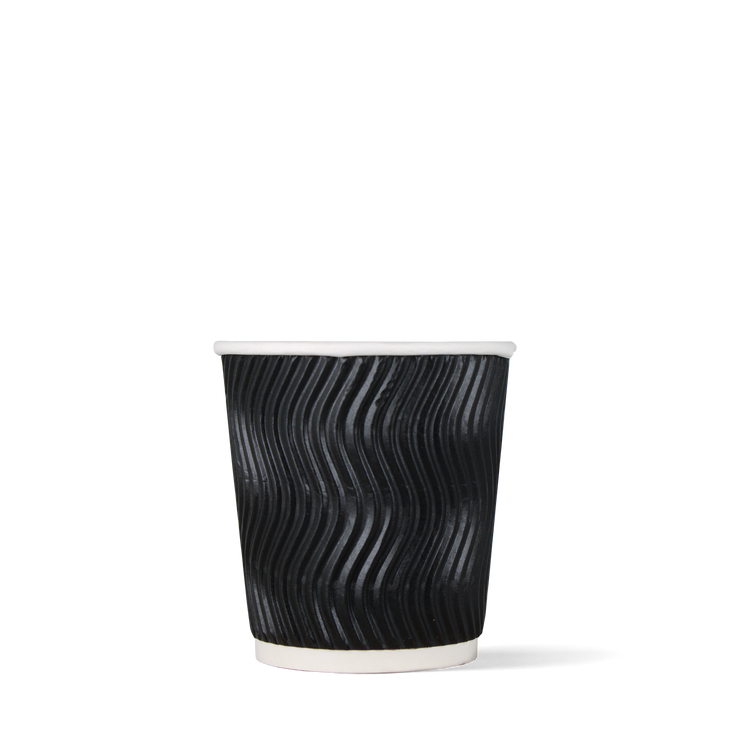 Espresso-Becher Schwarz - doppelwandig Riffel 120cc/4oz - ab 500 Stück