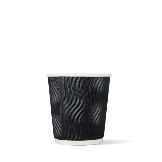 Espresso-Becher Schwarz - doppelwandig Riffel 120cc/4oz - ab 500 Stück