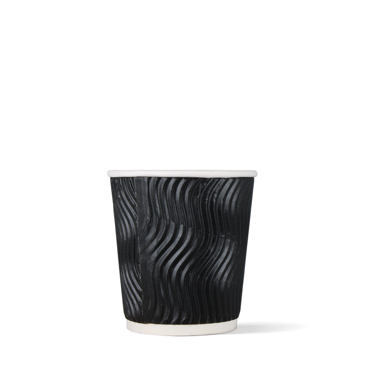 Espresso-Becher Schwarz - doppelwandig Riffel 120cc/4oz - ab 500 Stück