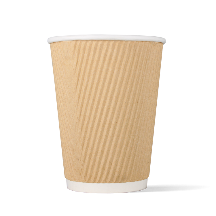 Latte-Becher Kraft - doppelwandig riffel - 360cc/12oz - ab 500 Stück