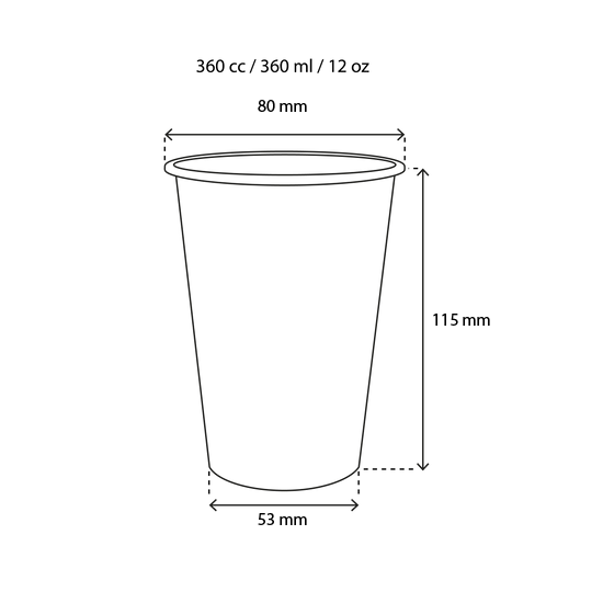 Latte-Becher Luxury 360cc/12oz -Ø80 mm - ab 1.000 Stück