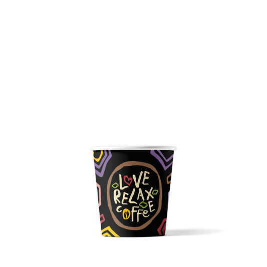Espresso-Becher Love, Relax, Coffee - 120cc/4oz - ab 1.000 Stück