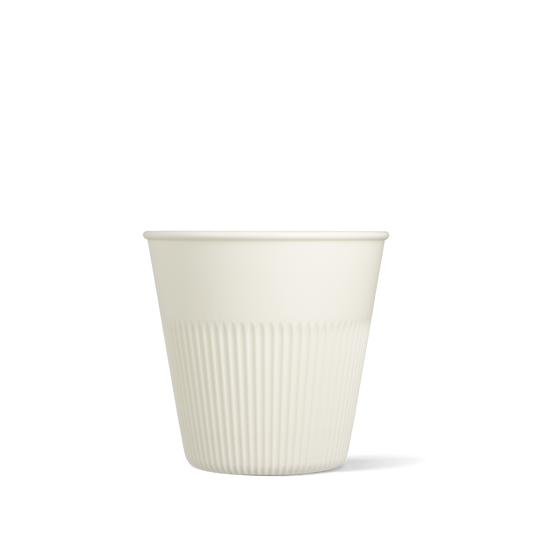 Wiederverwendbarer Kaffeebecher - gerippt weiß – 230 cc / 8 oz – ab 300 Stück