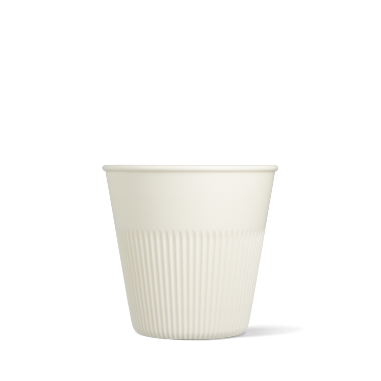 Wiederverwendbarer Kaffeebecher - gerippt weiß – 230 cc / 8 oz – ab 300 Stück