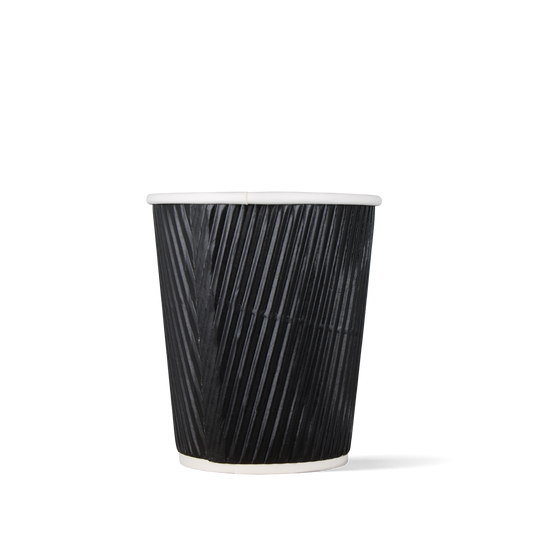 Kaffeebecher Schwarz - Doppelwandig riffel - 177cc/7oz - ab 500 Stück