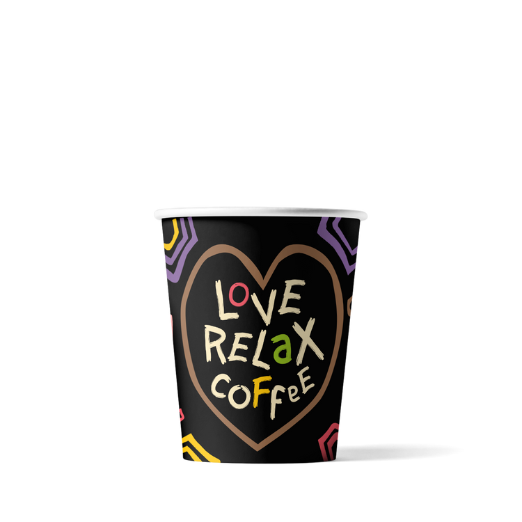 Kaffeebecher Love, Relax, Coffee - 180cc/7.5oz - ab 2.500 Stück