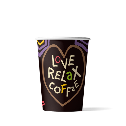 Latte-Becher Love, Relax, Coffee - 360cc/12oz - ab 1.000 Stück